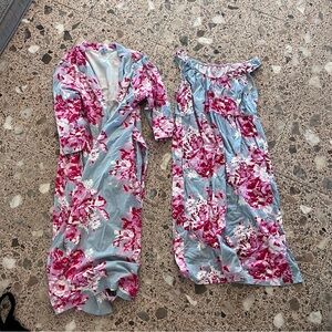 Baby Be Mine Floral Robe Set - Pink and Blue